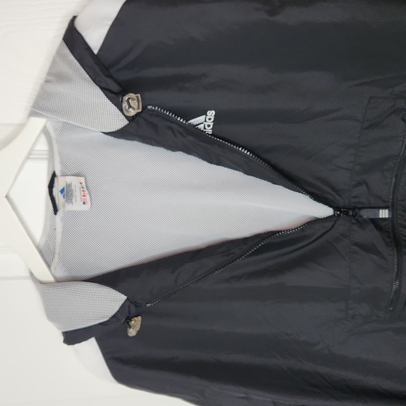Mens Vintage Adidas windbreaker zippered pocket black white large - Picture 9 of 9